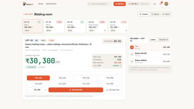 FerroBid — industrial auction platform